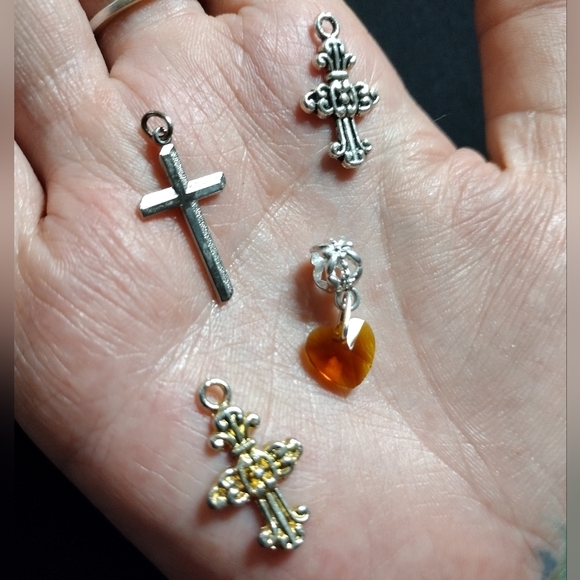 Silver and Gold Cross Pendant Set - Picture 3 of 7